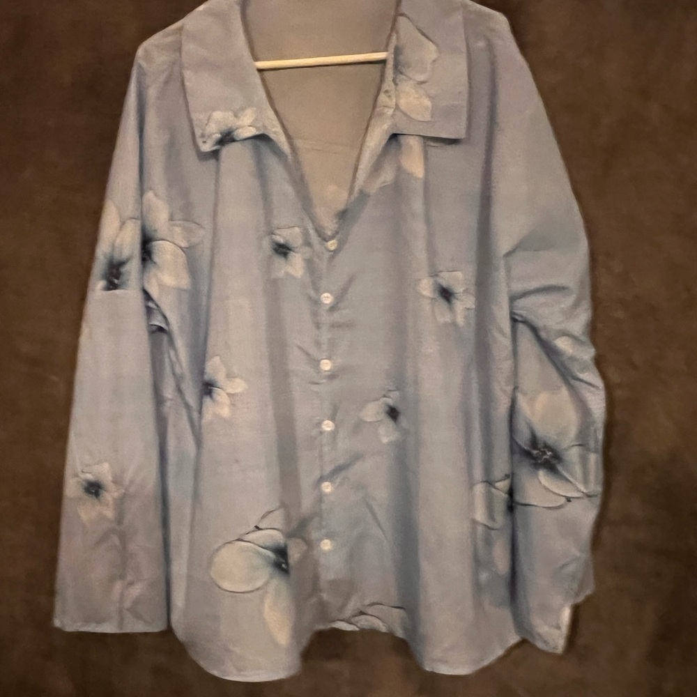 gorges silky blue floral shirt size 3x looks new